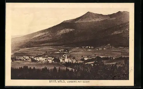 AK Lohberg, Ortsansicht mit bayr. Wald und Osser