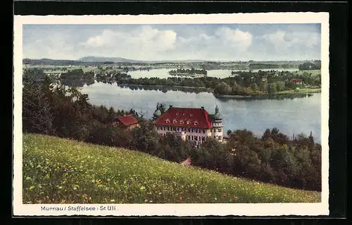 AK Murnau /Staffelsee St. Uli, Ortsansicht mit See