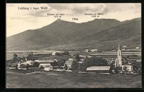 AK Lohberg i. bayr. Wald, Ortsansicht mit Bergen