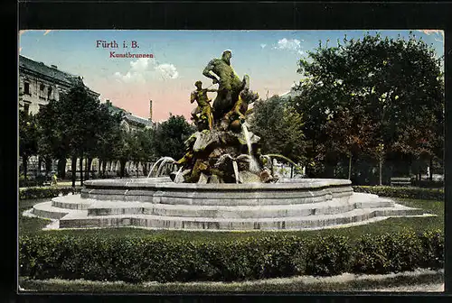AK Fürth i. B., Blick auf den Kunstbrunnen
