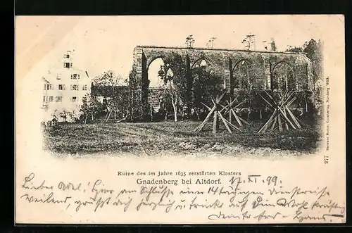 AK Gnadenberg bei Altdorf, Ruine des zerstörten Klosters