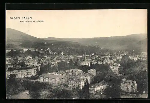AK Baden-Baden, Von Schloss Solms aus gesehen