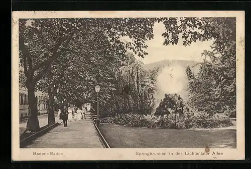 AK Baden-Baden, Springbrunnen in der Lichtentaler Allee