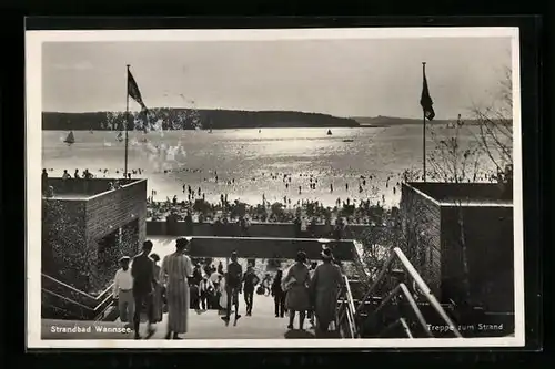 AK Berlin-Wannsee, Treppe zum Strand