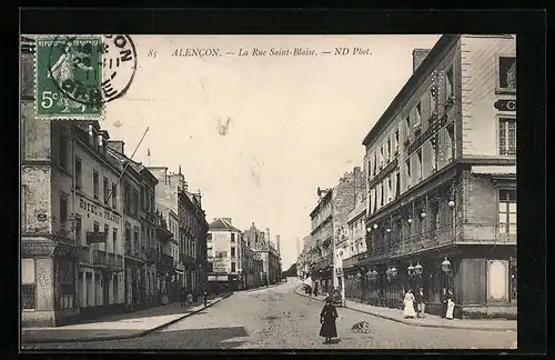 AK Alencon, La Rue Saint-Blaise, Strassenpartie