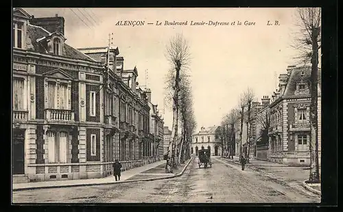 AK Alencon, Le Boulevard Lenoir-Dufresne et la Gare