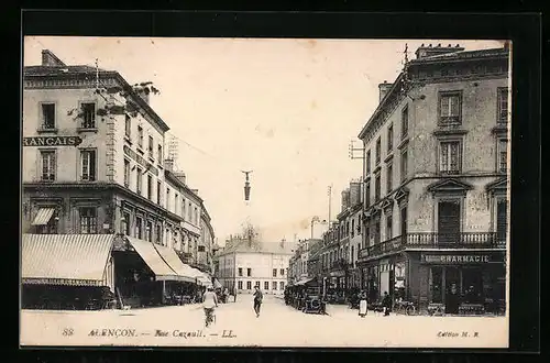 AK Alencon, Rue Cazault, Strassenpartie