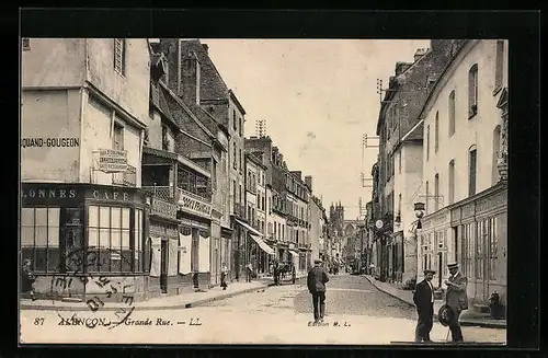 AK Alencon, Grande Rue, Strassenpartie