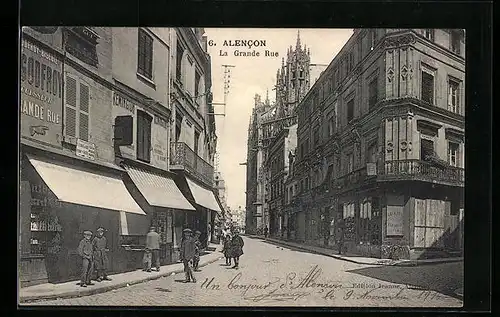 AK Alencon, La Grande Rue, Strassenpartie