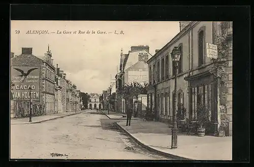 AK Alencon, La Gare et Rue de la Gare