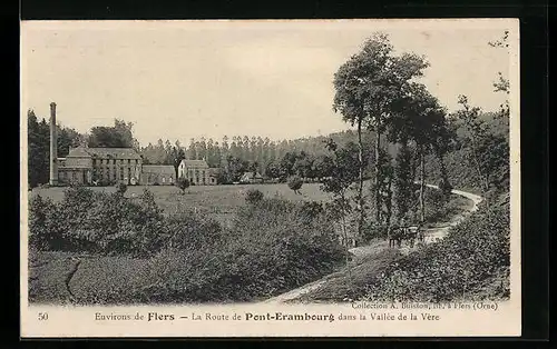 AK Flers, La Route de Pont-Erambourg dans la Vallée de la Vère