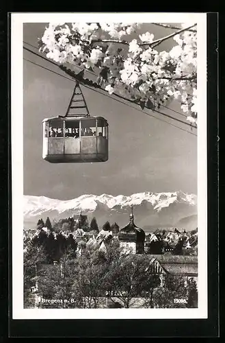 AK Bregenz a. B., Ortsansicht mit Kabine der Seilbahn