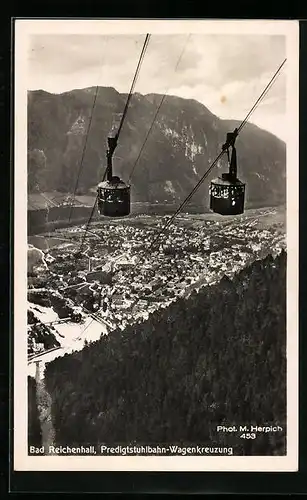 AK Bad Reichenhall, Predigtstuhlbahn-Wagenkreuzung über der Stadt