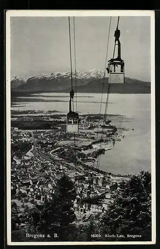 AK Bregenz a. B., Ortsansicht mit Seilbahn