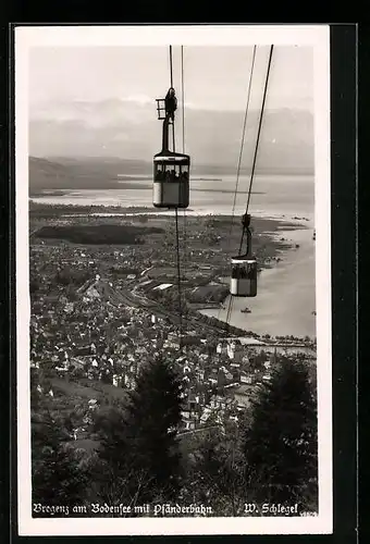 AK Bregenz a. B., Ortsansicht mit Pfänderbahn