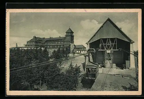 AK Fichtelberg, Fichtelberghaus mit Schwebebahn