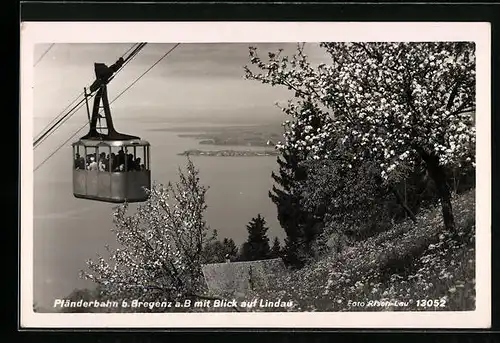 AK Lindau, Pfänderbahn mit Blick auf Lindau