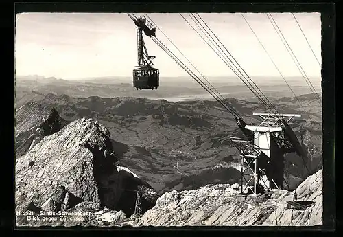 AK Zürichsee, Säntis-Schwebebahn, Blick gegen Zürichsee
