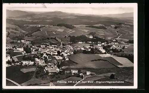 AK Freyung / bayr. Wald, Gesamtansicht, orig. Fliegeraufnahme