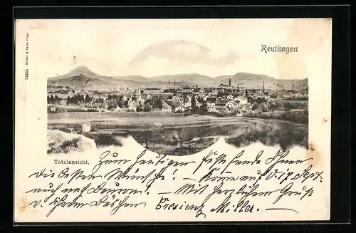 Präge-AK Reutlingen, Totalansicht der Stadt