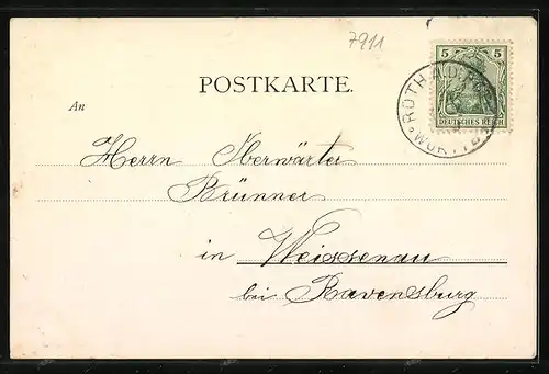 AK Roth a. d. Roth, Generalansicht mit der Stadt mit der Reichsabtei