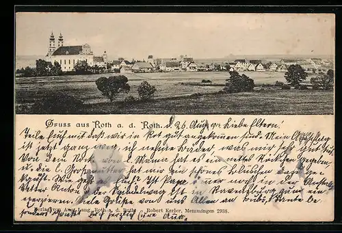 AK Roth a. d. Roth, Blick zur Reichsabtei und die Stadt