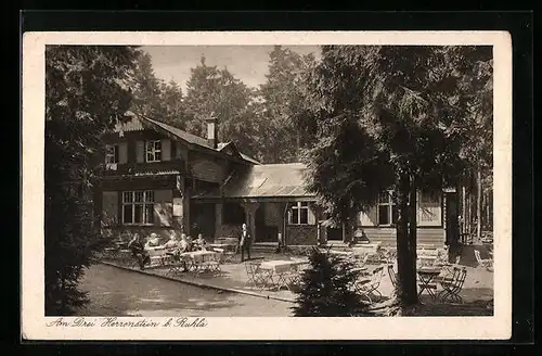 AK Ruhla, Gartenlokal des Gasthof Drei Herrenstein