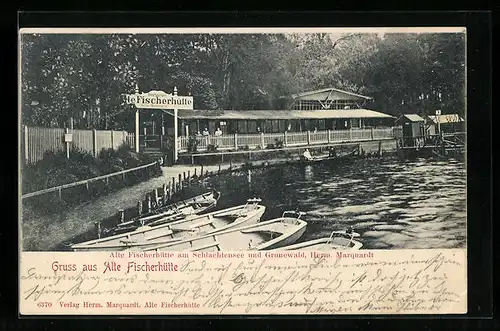 AK Berlin-Schlachtensee, die alte Fischerhütte am Schlachtensee und Grunewald