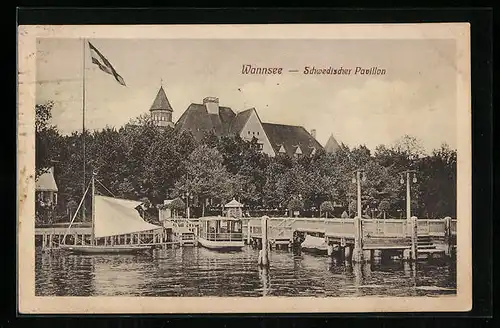 AK Berlin-Wannsee, Seesteg vor dem Schwedischen Pavillon