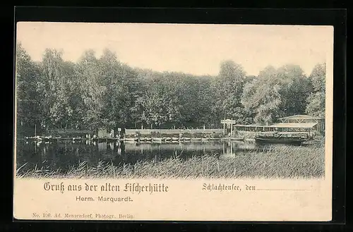 AK Berlin-Schlachtensee, Bootsanleger an der alten Fischerhütte