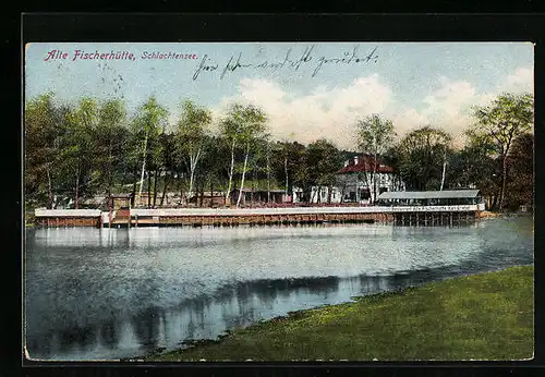 AK Berlin-Schlachtensee, Blick auf das Restaurant Alte Fischerhütte