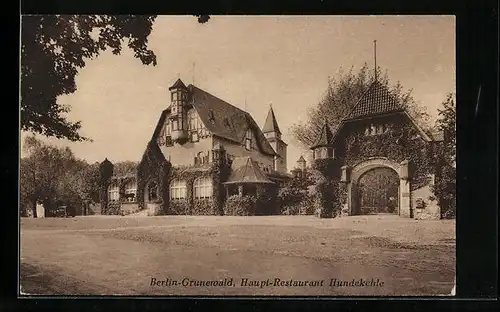 AK Berlin-Grunewald, vor dem haupt-Restaurant Hundekehle