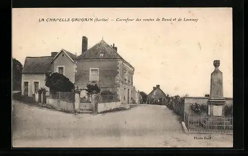 AK La Chapelle Gaugain, Carrefour des routes de Besse et de Lavenay