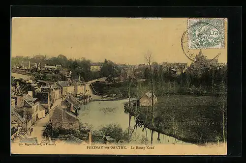 AK Fresnay-sur-Sarthe, Le Bourg-Neuf, vue panoramique