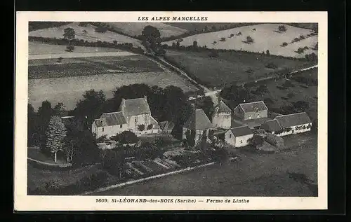 AK St-Leonard-de-Bois, Ferme de Linthe, Fliegeraufnahme