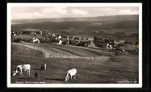 AK Kappel im Hochschwarzwald, Ortstotale mit Kühen auf der Weide