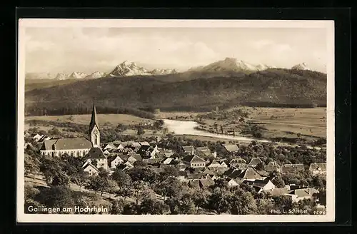 AK Gailingen am Hochrhein, Blick auf den Ort und die Kirche