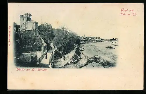 AK Ulm a. Donau, Blick auf die Uferpromenade an der Donau