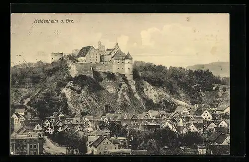 AK Heidenheim a. Brz., Blick auf die Burg über der Stadt