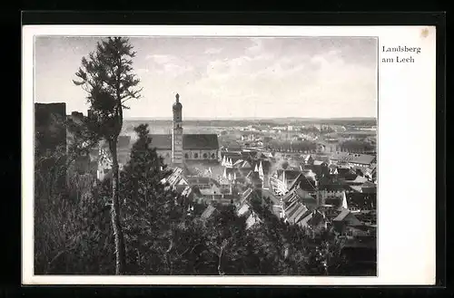 AK Landsberg a. Lech, Generalansicht der Stadt, Blick auf die Stadtkirche