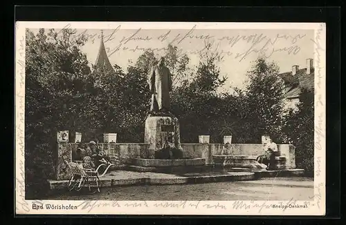 AK Bad Wörishofen, Kinderwagen am Kneipp-Denkmal