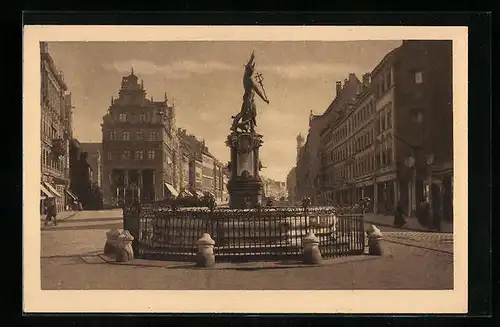 AK Augsburg, Platzpartie mit dem Merkurbrunnen