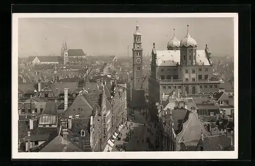 AK Augsburg, Blick auf Rathaus und Dom