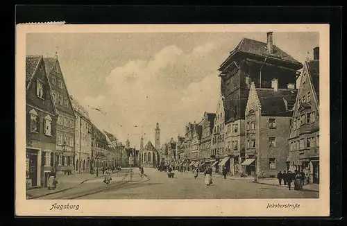 AK Augsburg, Passanten auf der Jakoberstrasse