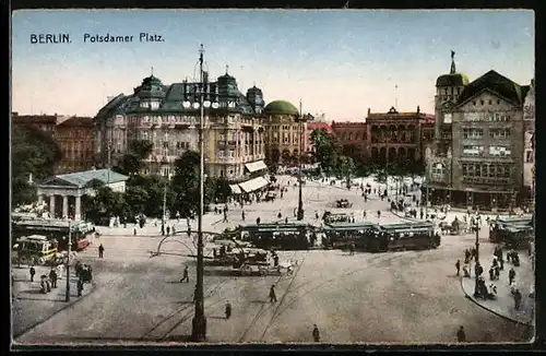 AK Berlin-Tiergarten, Potsdamer Platz, Strassenbahn