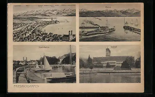 AK Friedrichshafen, Ortsansicht, Hafen, Yachthafen, Schloss