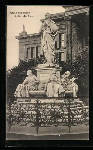 AK Berlin, Blick auf Schiller-Denkmal, Gendarmenmarkt