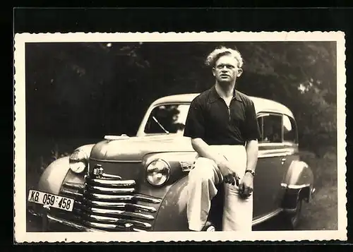 Foto-AK Opel, Auto mit Besitzer, KB 059-458