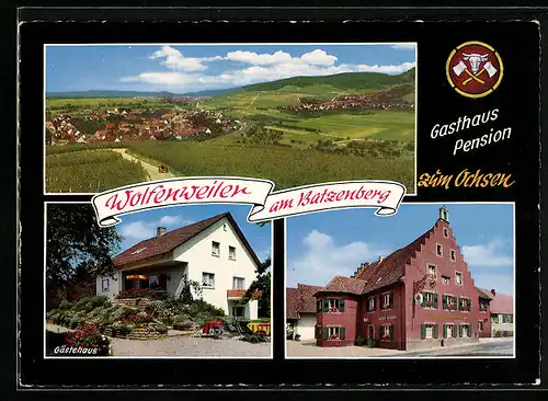 AK Wolfenweiler i. Br., Gasthaus zum Ochsen, Ortsansicht
