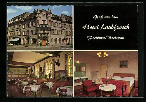 AK Freiburg /Br., Hotel Laubfrosch, Bes. Carl Kiechle, Kaiser Josephstrasse 273